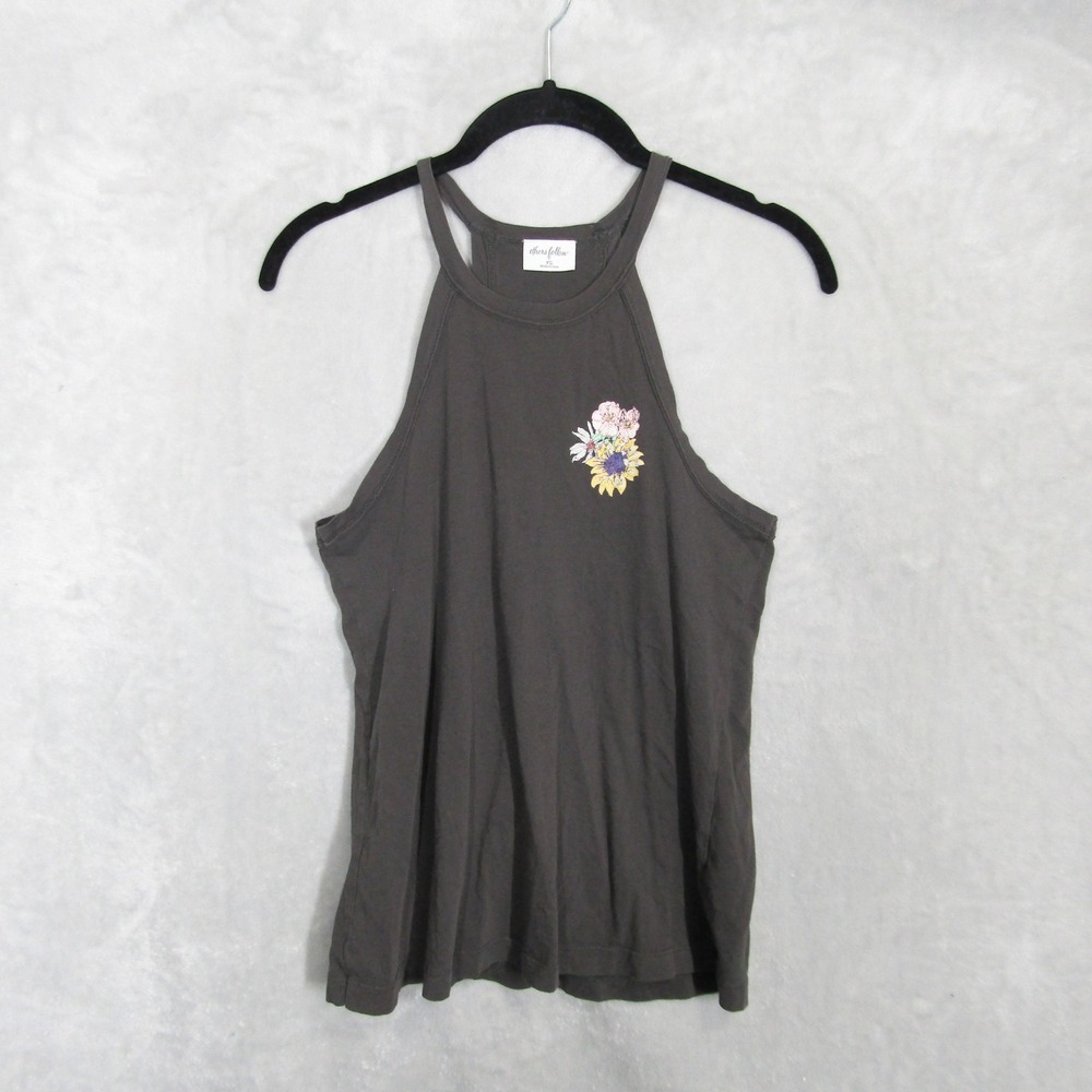 Others Follow Womens XS Brown Floral Graphic Racerback Tank Top Casual